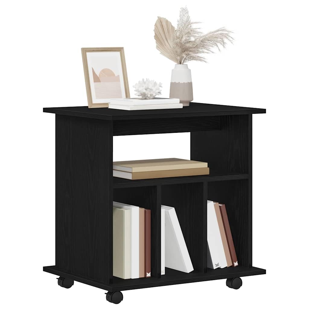 vidaXL Mobile con Ruote Rovere Nero 60 x 45 x 55 cm Legno Multistrato, Soluzioni di archiviazione per Ufficio