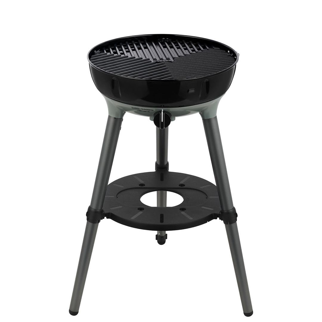 Barbacoa de gas portátil CADAC Carri Chef 40-30 mbar | Parrilla de 40 cm con patas ajustables, tapa cortavientos y termómetro, Ideal para camping y picnics, Uso en exteriores