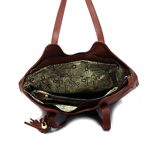 Bolsa de Couro Feminina Grande Marrom
