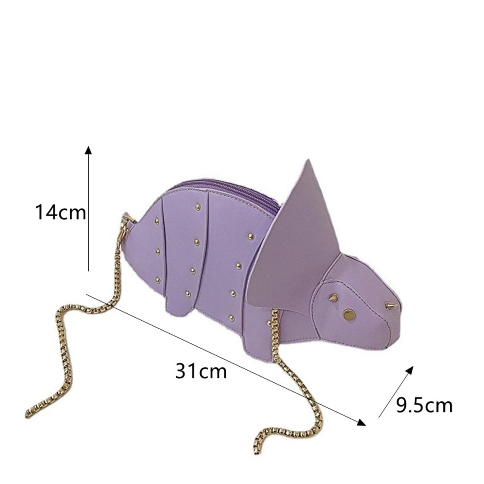 Bolso Tachuelas Bolso de hombro tipo bandolera de piel sintética con forma de dinosaurio y cadena con remaches, Mini bolso de mano for la compra