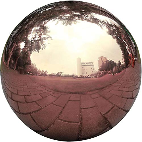 HomDSim. Boule de miroir sphérique en acier inoxydable poli réfléchissant lisse et coloré pour tout jardin ou maison 15cm/6in DIA rose gold