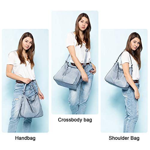 Image of Realer Hobo Crossbody Bags for Women Designer Faux Leather Hobo Handbags Retro Large Size Shoulder Bag Bucket Purse