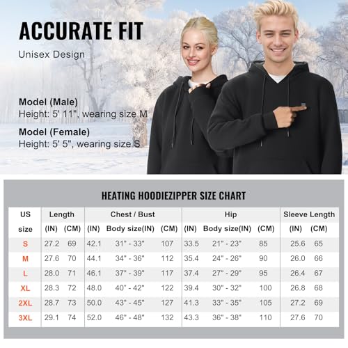 Vevor XXXL SIZE BLACK Heated Hoodie, Unisex Heated Sweatshirt With Battery Pack 7.4V thumb #4