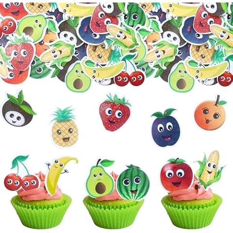 Gyufise 50Pcs Fruit Cupcake Toppers Cover