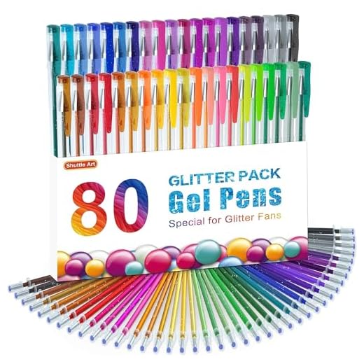 Glitter Gel Pens, Shuttle Art 80 Pack Gel Pens 40 Colores Glitter Gel Pen Set con 40 recambios para adultos Libros para colorear Garabatos Drawing Writing
