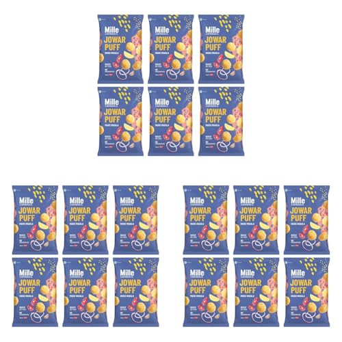 Image of Mille Jowar Puffs Magic Masala | 37% Millets | Baked | No Palm Oil | No Preservatives | Healthy Snacks | Naturally Gluten Free | 35g x 6 (Pack of 3)