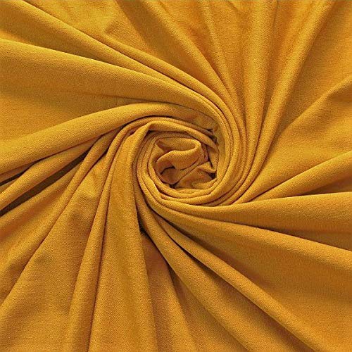 STOFFKONTOR Baumwoll Stretch Jersey Stoff Little Stars - Meterware, gelb - zum Nähen von Kleidern, Röcken, Shirts, Dekoration, uvm.