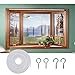 OOTSR [2 Pack White Curtain Wire, Plastic Coated Window Curtain Wire, Picture Hanging Wire with 8 Pairs of Screw Eyes and Hooks