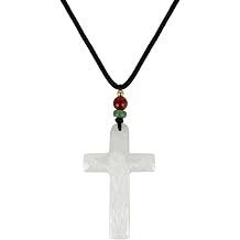 Natural Jade Cross Necklace for Men/Women Green Stone Healing Cross Pendant Necklace Christian Religious Spirit Jewelry Gift