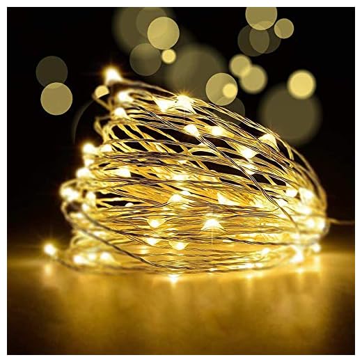 YoTelim LED Fairy String Lights with Remote Control - 2 Set 100 LED 33ft/10m Micro Silver Wire Indoor Battery Operated LED String Lights for Garden Home Party Wedding Festival Decorations(Warm White)
