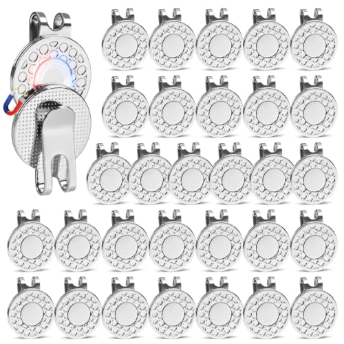 FINGER TEN Golf Hat Clip Magnetic Silver Set 3/6/9/12 Pack (30 Pcs-Silver)