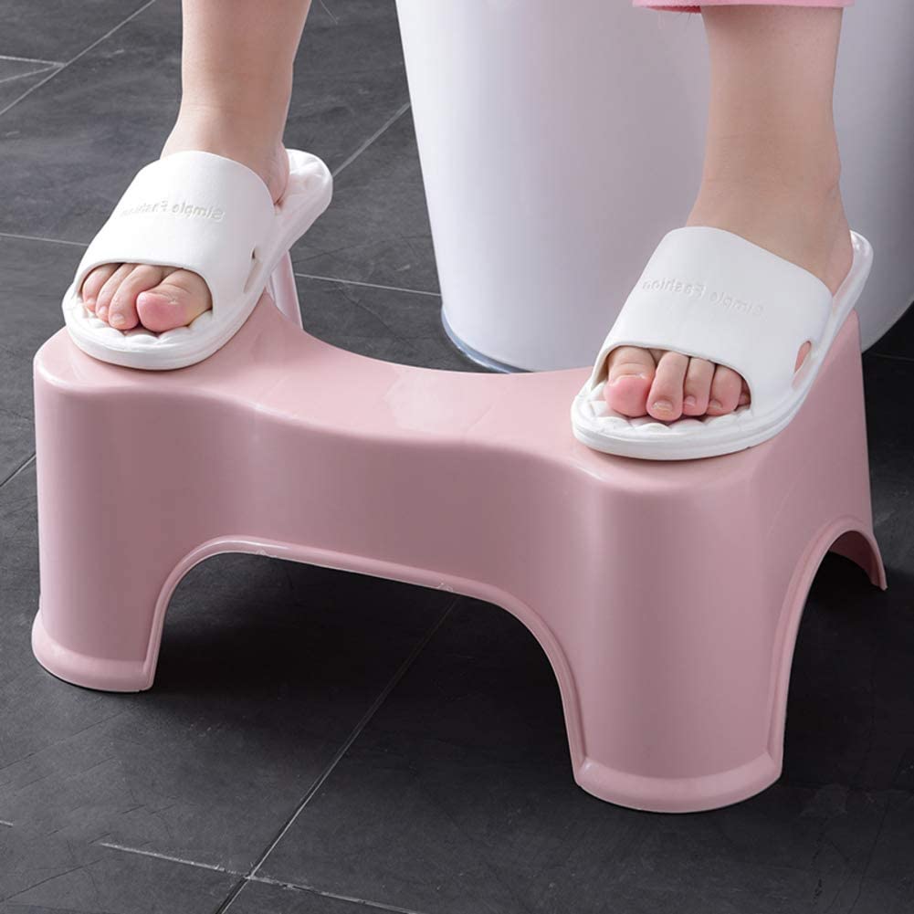 ACiyD Toilettenhocker,Kunststoff-Hockhocker, passend für alle Toiletten und Badezimmer,tragbarer Toilettenhocker,Hock-Töpfchenposition-Weiß 26x39x17cm(10x15x7inch) (Pink 26x39x17cm(10x15x7inch))