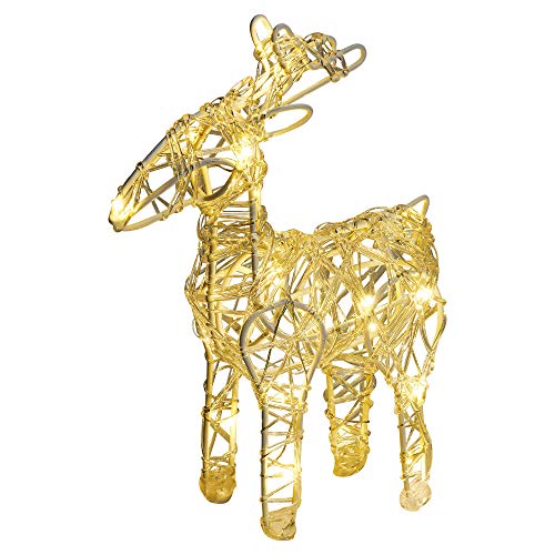 URBNLIVING 20cm Acrylic Indoor Festive Christmas Light Up Reindeer Lit with 20 LEDs Xmas Decoration (Standing)