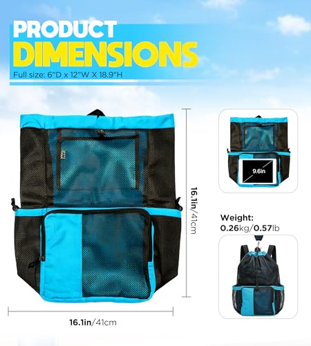 Mesh Swim Bag Drawstring Backpack bags for Swimmers Equipment Summer Essentials Mens and Women Beach Backpack - Image 4