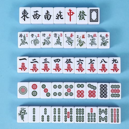 Set mini Mahjong chino portátil con reglas y mantel miniatura 5