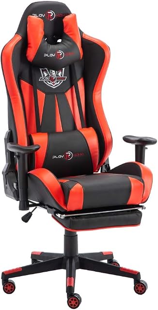 Play haha.Gaming chair Office chair Swivel chair Computer chair Work chair Desk chair Ergonomic Chair Racing chair Leather chair PC gaming chair (Red, With footrest)