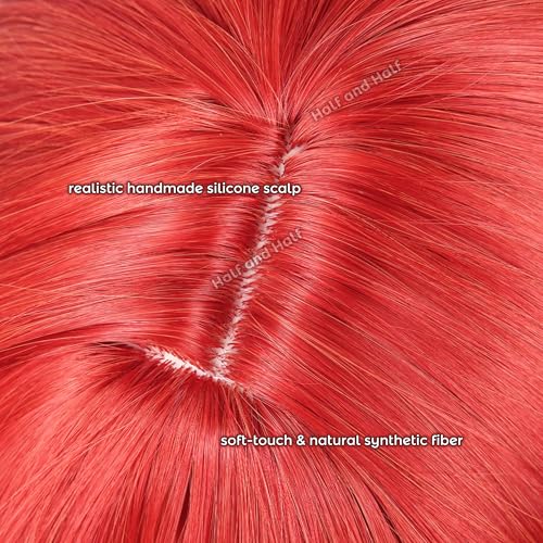 Image of Riyo Reaper Cosplay Wig Short Red Anime Wig with Bangs & Hairpiece | Vibrant Red Lolita Wigs for Women Halloween Party Costumes