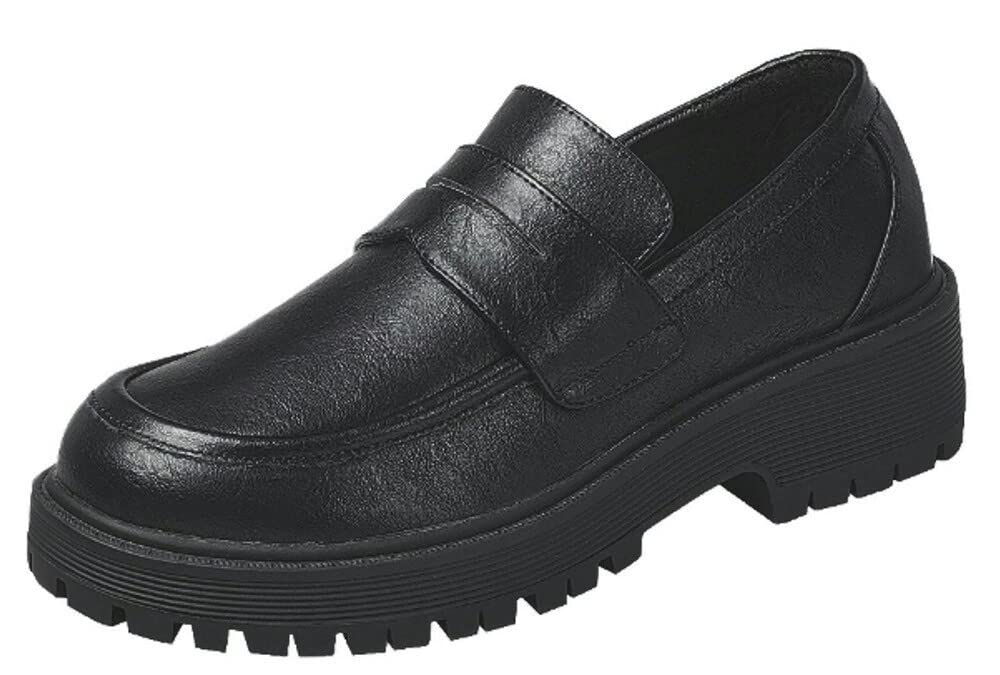 Forever LinkWomens Slip On Loafer Chunky Chain Platform Heel