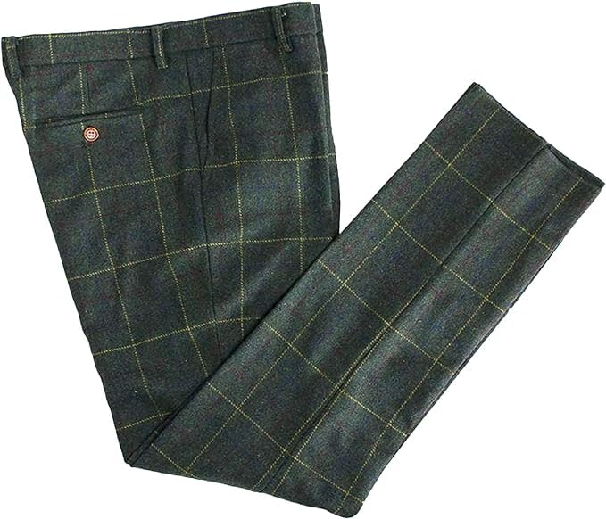 New Men's Premiun Tweed Blend Flat Front Check Dress Pants Fashion Man Trousers2