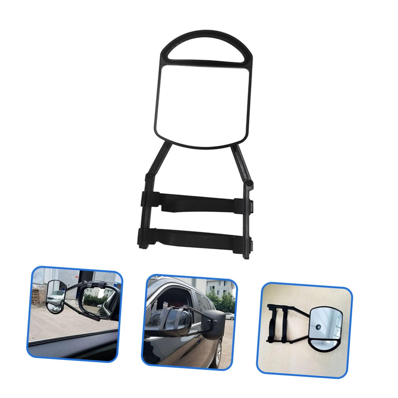 Espejo Extensión Lateral Negra de Remolque para Coche y Camión Ajustable de Nylon y Pp Clips Regulables y Correas de Goma para Caravanas y Remolques