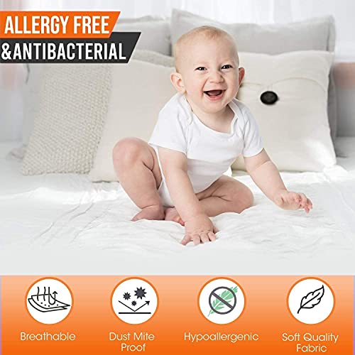 Image of Guardmax Waterproof Porta Crib Mattress Cover Fitted - Smooth and Quiet Baby Mattress Protector - Machine Washable Portable Crib Cover (24x38x3)