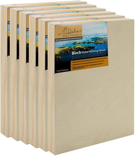 Miniatura 8 de Jerry's Artarama Davinci Pro - Panel de pintura de madera de abedul  Paneles de madera de 12 x 24 pulgadas  Paquete de 4 paneles de madera