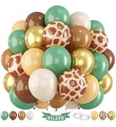 Green Brown Balloons 60 Pcs Jungle Safari Sage Green Brown Gold Cream Balloons Retro Khaki Avocad...