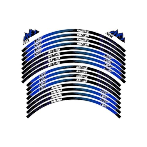 Motorradaufkleber Vorne 21 Hinten 19 Motorrad Felgenstreifen Aufkleber Für YAMAHA YZ 125 125X 250 250X 250F 250FX 450F 450FX 50 JAHRE Rad Reflektierende(Blu)