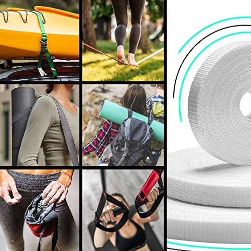 Image of TECEUM 3 /4 inch & 5 /8 inch & 1 inch & 1.5 inch & 2 inch Webbing - 10 25 50 Yards - 40+ Colors - Heavy Duty 1 Inch 1.5 Inch 2 Inch Backpack Straps - Webbing for Outdoors Indoors Crafting DIY