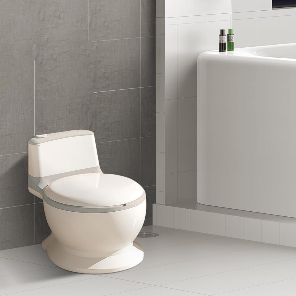 Vasetto per bambini da 36 mesi, con vaso di apprendimento rimovibile, contenitore rimovibile per WC riduttore WC grigio, 2 pezzi