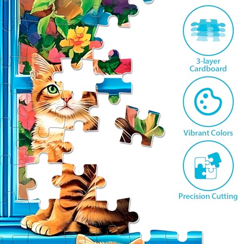 Jigsaw Puzzles for Adults 300 Pieces, Flower Cat Puzzle 300 Pieces for ...