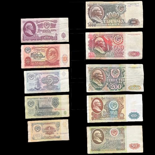 USSR CCCP Russian 1-1000 Rubles 10 Banknote Set Soviet Era Currency Paper Money