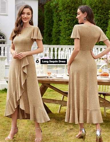 Image of BeryLove Womens Wedding Guest Dress Sequin Formal Dresses for Women | Stunning evening gowns for women suitable for prom homecoming bridesmaid and mother of the bride formal events