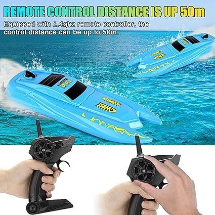 EXOMOON RC Boat Remote Control Boats for Pools and Lakes - H126 Mini Racing Boats 2.4GHz 10km/h High Speed Remote Control Boat for Kids Adults Boys Girls Multicolor 1