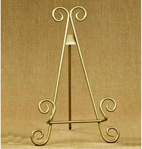 11"h Gold Finish Metal Display Easel - Platter Stand ~ Great for Display Photo Frames and Collectible Plates