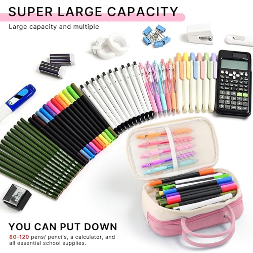 Image of TOPBIDAI Large Pencil Case Pouch School Supplies for Girls Boy Women Men | Big Pencil Bag with 5 Compartments, Easy Grip Handle, Office College School Pencil Box