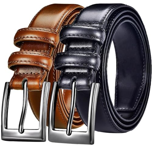 Men's Cowhide Leather Belt with Retro Pin Buckle Classic Design for Jeans and Casual Pants Durable Daily Waist Strap2