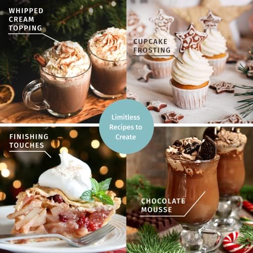Otis Classic Whipped Cream Dispenser - Stainless Steel Whipper w/Chargers for Desserts - Professional Culinary 500ml Canisters w/ 3 Whip Decorating Nozzles