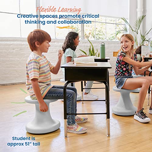 Image of ECR4Kids Twist Active Wobble Stool, 14in Seat Height, Classroom Furniture, Light Grey