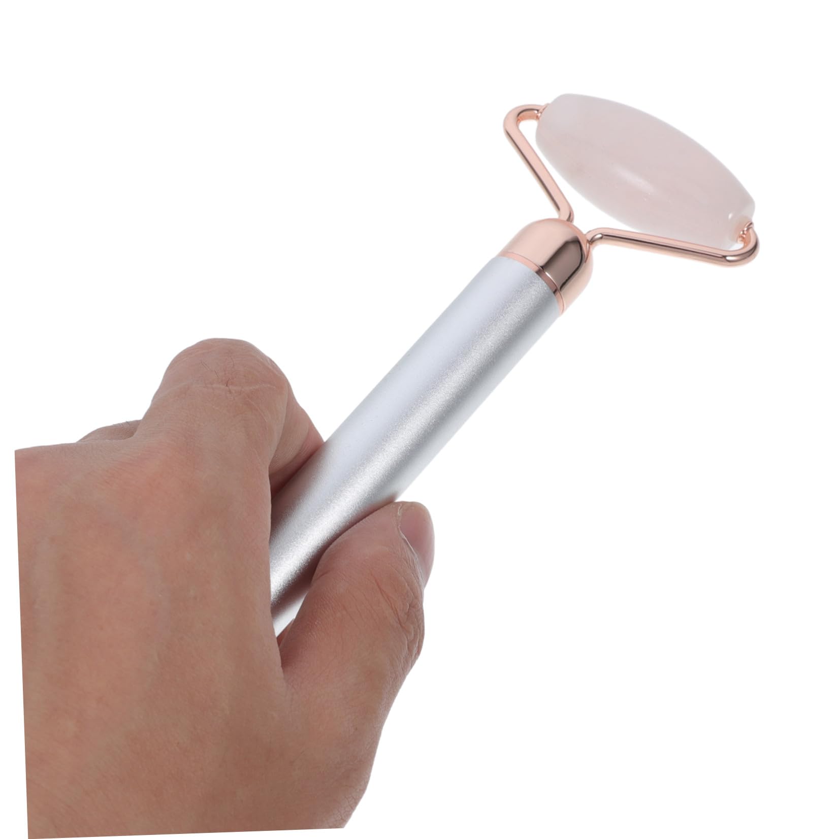 POPETPOP 3 In 1 Jade Gesichtsroller Massagegerät mit Natürlichem Rosenquarz und Elektrischem Aufsatz für Gesichtsmassage Hautpflege und Anti Aging bei Täglicher Anwendung