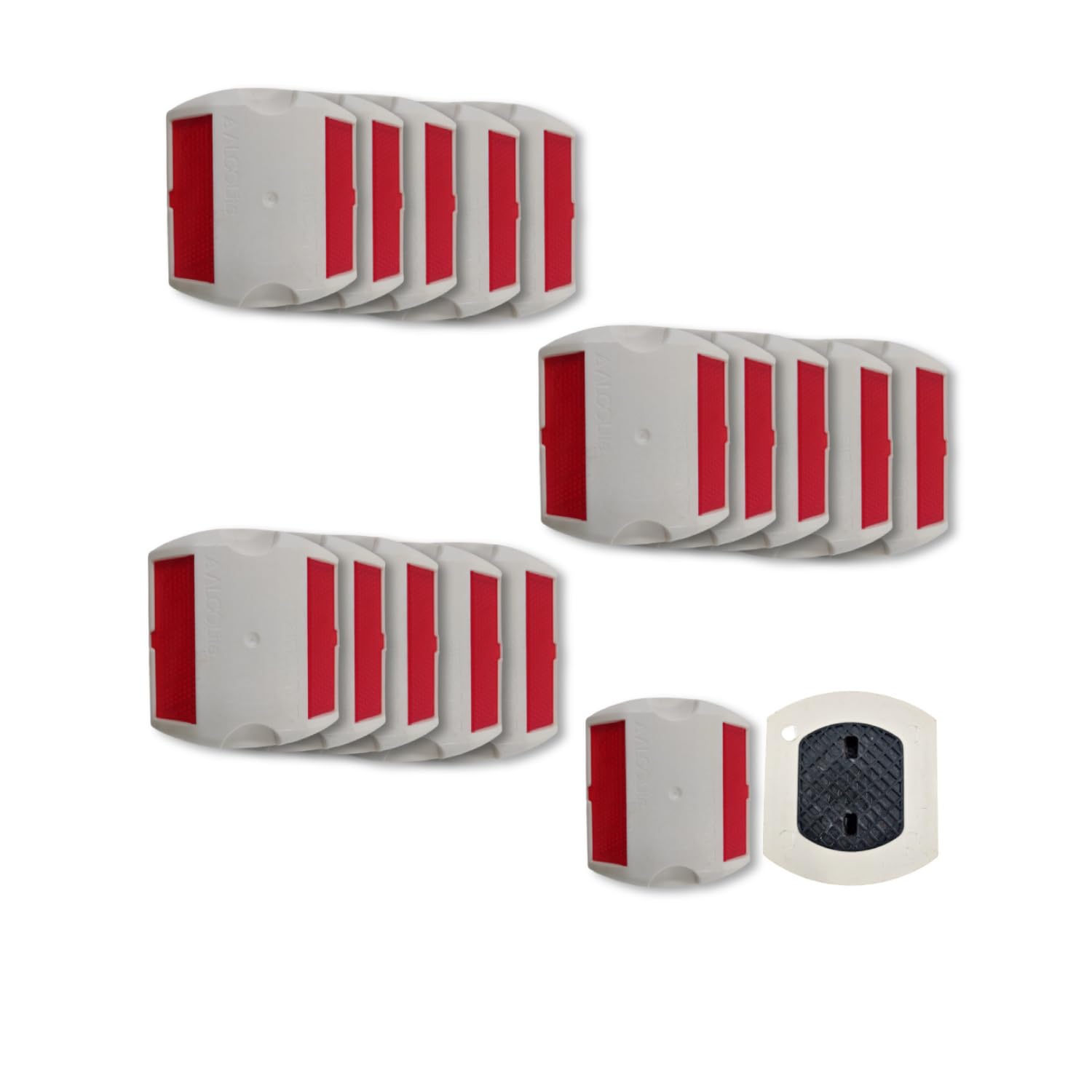 15 Pack Red Road Reflectors Reflective Pavement Marker, Road Driveway Reflectors, Street Pavement & Asphalt Stud Markers for Speed Bumps Sidewalks Pedestrian Crossings Freeways and Driveways