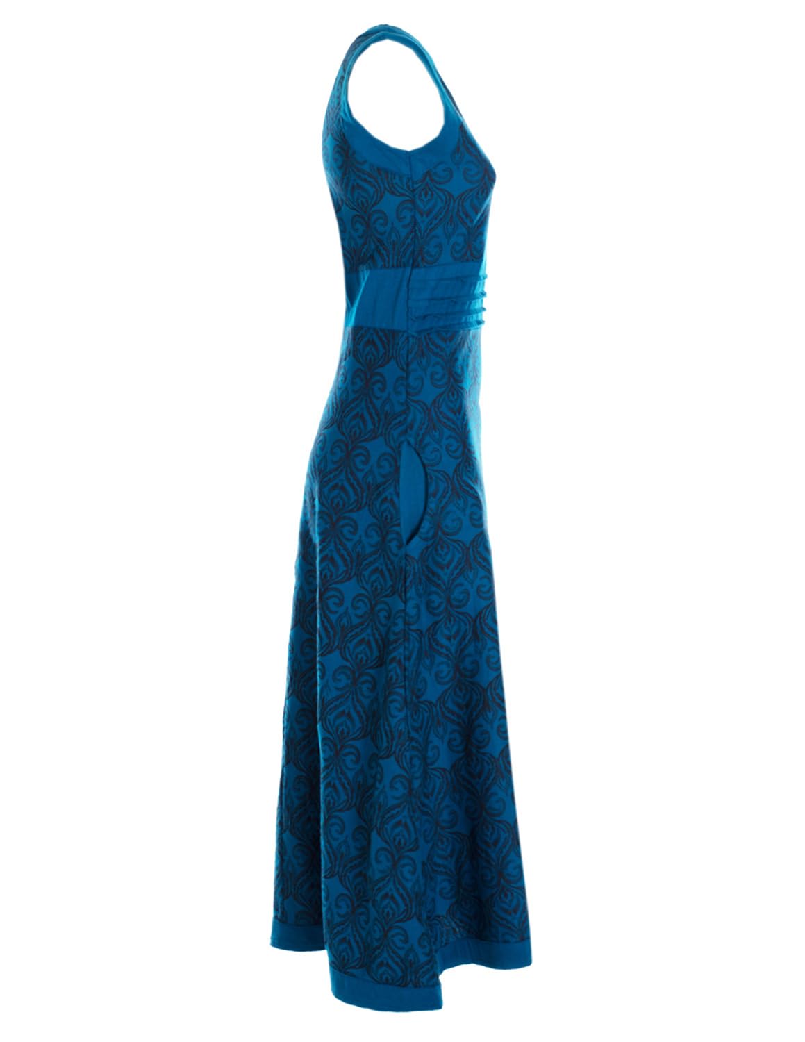 Vishes Langes Maxikleid Jersey Baumwolle Ornament Print Ärmellos - Alternative Mode