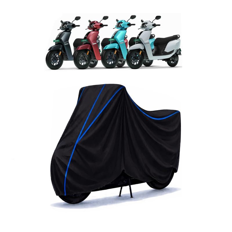 Image of Scooty Cover Water Resistant for Nexus EX | Universal Scooter & Bike Cover | Heavy Duty UV Dust, Rain & Scratch Protection | Elastic Fit All Weather Indoor Outdoor | Black with Blue Piping