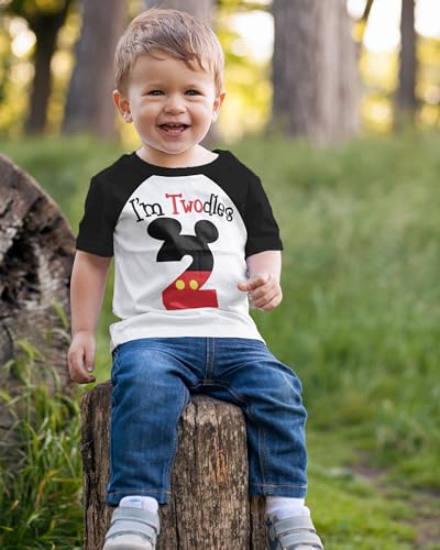 Luke and Lulu 2nd Birthday Shirt Boy - Mouse Themed Short Sleeve Birthday Boy Shirt 2 - Premium 2nd Outfit - Two4