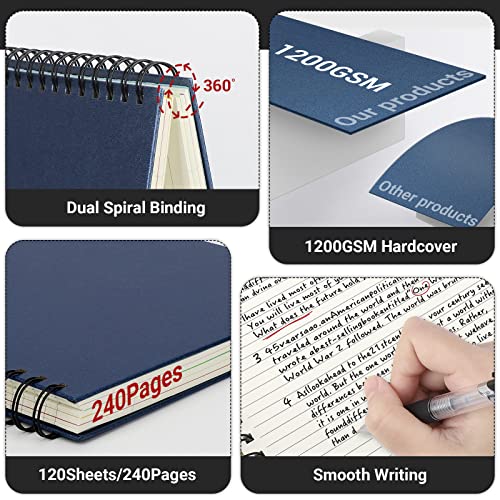 Cahier à spirales A5 couverture rigide carnet de notes bleu roi - 4