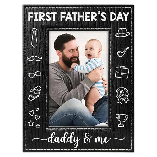 Product Image of the FaCraft First Fathers Day Picture Frame from Daughter Son Baby Wife - Daddy & Me First Time Dad 1st Fathers Day Gift for New Dad Daddy to Be Expecting Father New Born Baby Nursery Decor Photo Frame