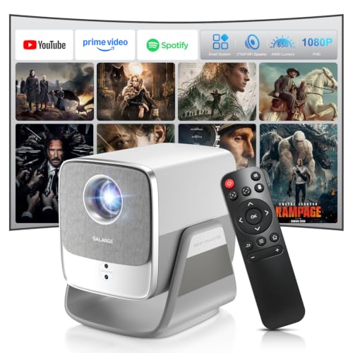 Image of Salange Smart 4K Projector【650 ANSI Lumens & Native 1080P】 Android 14 Home Bedroom Projector with WiFi6 Bluetooth 5.4,TOF Auto Focus & Keystone,10W HiFi Audio,4K Support Portable Outdoor for Movie