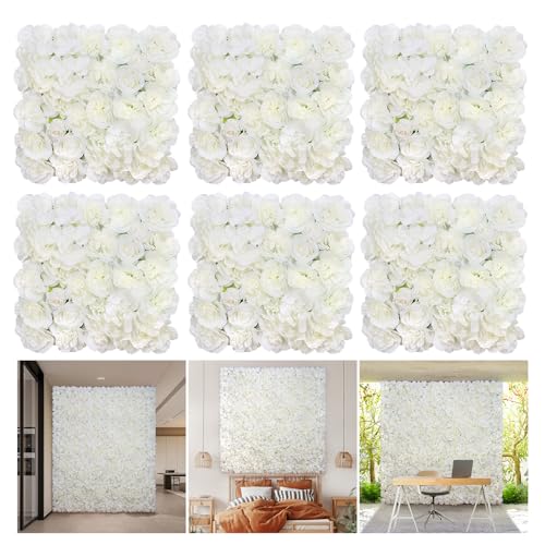 QinmiGarden Blumen Wand Hintergrund 6 Stück 42 * 42cm Künstliche Blumen...