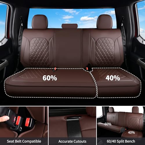 Image of Huidasource Tacoma Custom Seat Covers Fit for Toyota Tacoma 2016-2023 Double & Crew Cab SR SR5 Limited TRD Sport /Pro /Off Road, 360 Full-wrap Waterproof Car Seat Cushion Cover (Full Set /Coffee)