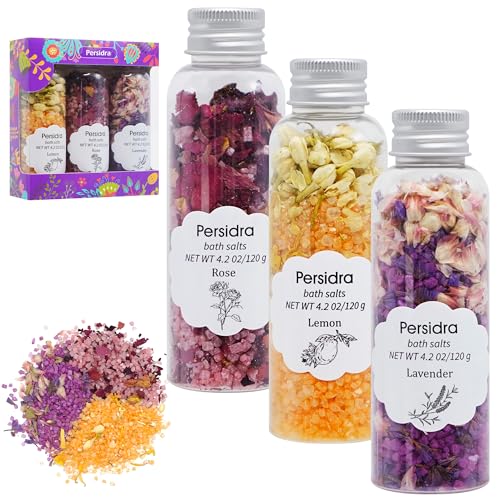 Bath Salts for Women Relaxing, Epsom Salt Gift Set, Lavender & Rose Scented